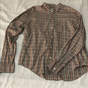 Lacoste tan plaid button down